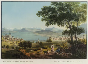»Byen LUCERNE, North View.« Farvet ætsning af Hans Heinrich Keller vom Steinbock